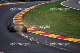 Max Verstappen (NLD) Red Bull Racing RB18 sends sparks flying. 27.08.2022. Formula 1 World Championship, Rd 14, Belgian Grand Prix, Spa Francorchamps, Belgium, Qualifying Day.