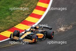 Daniel Ricciardo (AUS) McLaren MCL36 sends sparks flying. 27.08.2022. Formula 1 World Championship, Rd 14, Belgian Grand Prix, Spa Francorchamps, Belgium, Qualifying Day.