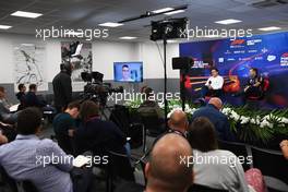 (L to R): Nicholas Tombazis (GRE) FIA Head of Single-Seater Technical Matters and Christian Horner (GBR) Red Bull Racing Team Principal in the FIA Press Conference. 27.08.2022. Formula 1 World Championship, Rd 14, Belgian Grand Prix, Spa Francorchamps, Belgium, Qualifying Day.