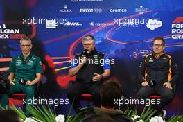 (L to R): Mike Krack (LUX) Aston Martin F1 Team, Team Principal; Otmar Szafnauer (USA) Alpine F1 Team, Team Principal; and Andreas Seidl, McLaren Managing Director, in the FIA Press Conference. 27.08.2022. Formula 1 World Championship, Rd 14, Belgian Grand Prix, Spa Francorchamps, Belgium, Qualifying Day.