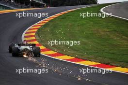 Lewis Hamilton (GBR) Mercedes AMG F1 W13 sends sparks flying. 27.08.2022. Formula 1 World Championship, Rd 14, Belgian Grand Prix, Spa Francorchamps, Belgium, Qualifying Day.