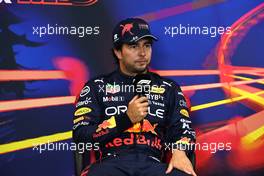 Sergio Perez (MEX) Red Bull Racing in the FIA Press Conference. 27.08.2022. Formula 1 World Championship, Rd 14, Belgian Grand Prix, Spa Francorchamps, Belgium, Qualifying Day.