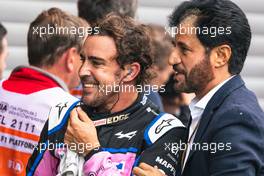Fernando Alonso (ESP) Alpine F1 Team with Mohammed Bin Sulayem (UAE) FIA President in qualifying parc ferme. 27.08.2022. Formula 1 World Championship, Rd 14, Belgian Grand Prix, Spa Francorchamps, Belgium, Qualifying Day.