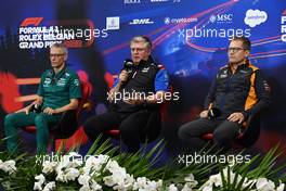 (L to R): Mike Krack (LUX) Aston Martin F1 Team, Team Principal; Otmar Szafnauer (USA) Alpine F1 Team, Team Principal; and Andreas Seidl, McLaren Managing Director, in the FIA Press Conference. 27.08.2022. Formula 1 World Championship, Rd 14, Belgian Grand Prix, Spa Francorchamps, Belgium, Qualifying Day.
