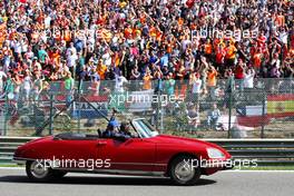 Max Verstappen (NLD) Red Bull Racing on the drivers parade. 28.08.2022. Formula 1 World Championship, Rd 14, Belgian Grand Prix, Spa Francorchamps, Belgium, Race Day.