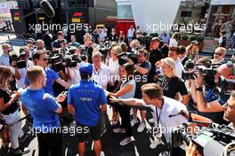 Fernando Alonso (ESP) Alpine F1 Team with the media. 25.08.2022. Formula 1 World Championship, Rd 14, Belgian Grand Prix, Spa Francorchamps, Belgium, Preparation Day.
