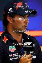 Sergio Perez (MEX) Red Bull Racing in the FIA Press Conference. 25.08.2022. Formula 1 World Championship, Rd 14, Belgian Grand Prix, Spa Francorchamps, Belgium, Preparation Day.