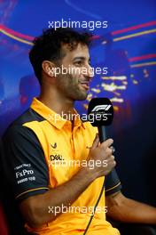 Daniel Ricciardo (AUS) McLaren in the FIA Press Conference. 25.08.2022. Formula 1 World Championship, Rd 14, Belgian Grand Prix, Spa Francorchamps, Belgium, Preparation Day.