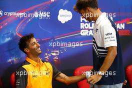 (L to R): Daniel Ricciardo (AUS) McLaren and Pierre Gasly (FRA) AlphaTauri in the FIA Press Conference. 25.08.2022. Formula 1 World Championship, Rd 14, Belgian Grand Prix, Spa Francorchamps, Belgium, Preparation Day.