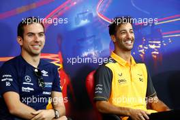 (L to R): Nicholas Latifi (CDN) Williams Racing and Daniel Ricciardo (AUS) McLaren in the FIA Press Conference. 25.08.2022. Formula 1 World Championship, Rd 14, Belgian Grand Prix, Spa Francorchamps, Belgium, Preparation Day.