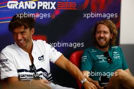 (L to R): Pierre Gasly (FRA) AlphaTauri and Sergio Perez (MEX) Red Bull Racing in the FIA Press Conference. 25.08.2022. Formula 1 World Championship, Rd 14, Belgian Grand Prix, Spa Francorchamps, Belgium, Preparation Day.