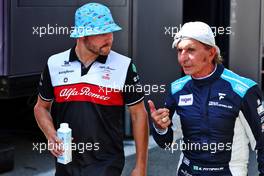 (L to R): Valtteri Bottas (FIN) Alfa Romeo F1 Team with Emerson Fittipaldi (BRA). 25.08.2022. Formula 1 World Championship, Rd 14, Belgian Grand Prix, Spa Francorchamps, Belgium, Preparation Day.