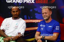 (L to R): Lewis Hamilton (GBR) Mercedes AMG F1 and Kevin Magnussen (DEN) Haas F1 Team in the FIA Press Conference. 25.08.2022. Formula 1 World Championship, Rd 14, Belgian Grand Prix, Spa Francorchamps, Belgium, Preparation Day.