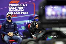 Nicholas Latifi (CDN) Williams Racing and Fernando Alonso (ESP) Alpine F1 Team in the FIA Press Conference. 18.03.2022. Formula 1 World Championship, Rd 1, Bahrain Grand Prix, Sakhir, Bahrain, Practice Day