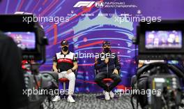 (L to R): Valtteri Bottas (FIN) Alfa Romeo F1 Team and Sergio Perez (MEX) Red Bull Racing in the FIA Press Conference. 18.03.2022. Formula 1 World Championship, Rd 1, Bahrain Grand Prix, Sakhir, Bahrain, Practice Day