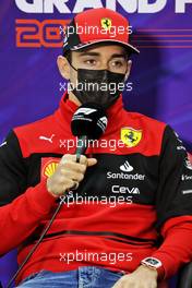 Charles Leclerc (MON) Ferrari in the FIA Press Conference. 18.03.2022. Formula 1 World Championship, Rd 1, Bahrain Grand Prix, Sakhir, Bahrain, Practice Day