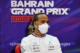 Lewis Hamilton (GBR) Mercedes AMG F1 in the FIA Press Conference. 18.03.2022. Formula 1 World Championship, Rd 1, Bahrain Grand Prix, Sakhir, Bahrain, Practice Day