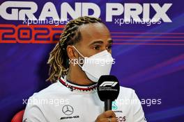 Lewis Hamilton (GBR) Mercedes AMG F1 in the FIA Press Conference. 18.03.2022. Formula 1 World Championship, Rd 1, Bahrain Grand Prix, Sakhir, Bahrain, Practice Day