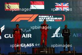 1st place Charles Leclerc (MON) Ferrari, 2nd place Carlos Sainz Jr (ESP) Ferrari and 3rd place Lewis Hamilton (GBR) Mercedes AMG F1. 20.03.2022. Formula 1 World Championship, Rd 1, Bahrain Grand Prix, Sakhir, Bahrain, Race Day.