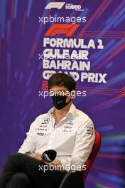 Toto Wolff (GER) Mercedes AMG F1 Shareholder and Executive Director in the FIA Press Conference. 19.03.2022. Formula 1 World Championship, Rd 1, Bahrain Grand Prix, Sakhir, Bahrain, Qualifying Day.