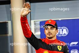 Charles Leclerc (MON) Ferrari celebrates his pole position in qualifying parc ferme. 19.03.2022. Formula 1 World Championship, Rd 1, Bahrain Grand Prix, Sakhir, Bahrain, Qualifying Day.