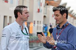 (L to R): James Matthews (GBR) Eden Rock Group CEO - Williams Racing Board Member with Mark Webber (AUS) Channel 4 Presenter. 19.03.2022. Formula 1 World Championship, Rd 1, Bahrain Grand Prix, Sakhir, Bahrain, Qualifying Day.
