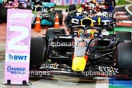 Second placed Max Verstappen (NLD) Red Bull Racing RB18 in qualifying parc ferme. 19.03.2022. Formula 1 World Championship, Rd 1, Bahrain Grand Prix, Sakhir, Bahrain, Qualifying Day.