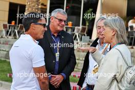 (L to R): Stuart Maloney, father of Zane Maloney (BRB) Trident F3 driver; Andrew Mallalieu (BAR) FIA Steward; Nick Mason (GBR) Pink Floyd Drummer and his wife Annette Lynton (GBR) Actress. 19.03.2022. Formula 1 World Championship, Rd 1, Bahrain Grand Prix, Sakhir, Bahrain, Qualifying Day.