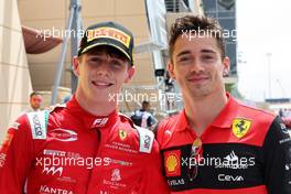 (L to R): Arthur Leclerc (FRA) PREMA Racing celebrates his second position in the F3 race in parc ferme with his brother Charles Leclerc (MON) Ferrari. 20.03.2022. Formula 1 World Championship, Rd 1, Bahrain Grand Prix, Sakhir, Bahrain, Race Day.