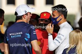 (L to R): Nicholas Latifi (CDN) Williams Racing; Charles Leclerc (MON) Ferrari; Alexander Albon (THA) Williams Racing. 20.03.2022. Formula 1 World Championship, Rd 1, Bahrain Grand Prix, Sakhir, Bahrain, Race Day.