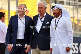 (L to R): Stefano Domenicali (ITA) Formula One President and CEO with Marco Tronchetti Provera (ITA) Pirelli Chairman and Mohammed Bin Sulayem (UAE) FIA President. 20.03.2022. Formula 1 World Championship, Rd 1, Bahrain Grand Prix, Sakhir, Bahrain, Race Day.
