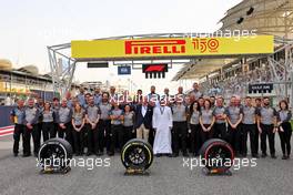 Marco Tronchetti Provera (ITA) Pirelli Chairman and Mohammed Bin Sulayem (UAE) FIA President at a Pirelli 150 years photo. 20.03.2022. Formula 1 World Championship, Rd 1, Bahrain Grand Prix, Sakhir, Bahrain, Race Day.