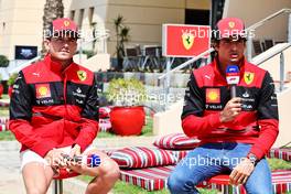 (L to R): Charles Leclerc (MON) Ferrari and Carlos Sainz Jr (ESP) Ferrari. 17.03.2022. Formula 1 World Championship, Rd 1, Bahrain Grand Prix, Sakhir, Bahrain, Preparation Day.