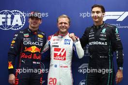 Pole position for Kevin Magnussen (DEN) Haas, 2nd for Max Verstappen (NLD) Red Bull Racing RB18 and 3rd for George Russell (GBR) Mercedes AMG F1 W13. 11.11.2022. Formula 1 World Championship, Rd 21, Brazilian Grand Prix, Sao Paulo, Brazil, Qualifying Day.