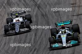Lewis Hamilton (GBR) Mercedes AMG F1 W13 and Yuki Tsunoda (JPN) AlphaTauri AT03. 11.11.2022. Formula 1 World Championship, Rd 21, Brazilian Grand Prix, Sao Paulo, Brazil, Qualifying Day.