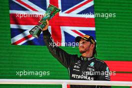 Lewis Hamilton (GBR) Mercedes AMG F1 celebrates his second position on the podium. 13.11.2022. Formula 1 World Championship, Rd 21, Brazilian Grand Prix, Sao Paulo, Brazil, Race Day.