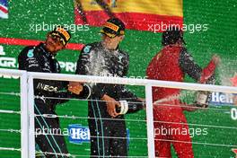 The podium (L to R): Lewis Hamilton (GBR) Mercedes AMG F1, second; George Russell (GBR) Mercedes AMG F1, race winner; Carlos Sainz Jr (ESP) Ferrari, third. 13.11.2022. Formula 1 World Championship, Rd 21, Brazilian Grand Prix, Sao Paulo, Brazil, Race Day.