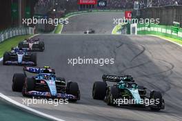 Lance Stroll (CDN), Aston Martin F1 Team and Esteban Ocon (FRA), Alpine F1 Team  13.11.2022. Formula 1 World Championship, Rd 21, Brazilian Grand Prix, Sao Paulo, Brazil, Race Day.