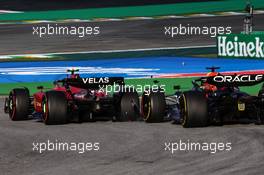 Carlos Sainz Jr (ESP), Scuderia Ferrari and Max Verstappen (NLD), Red Bull Racing  12.11.2022. Formula 1 World Championship, Rd 21, Brazilian Grand Prix, Sao Paulo, Brazil, Sprint Day.