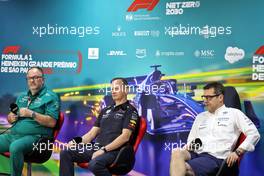 (L to R): Tom McCullough (GBR) Aston Martin F1 Team Performance Director; Paul Monaghan (GBR) Red Bull Racing Chief Engineer; and FX Demaison (FRA) Williams Racing Technical Director in the FIA Press Conference. 12.11.2022. Formula 1 World Championship, Rd 21, Brazilian Grand Prix, Sao Paulo, Brazil, Sprint Day.