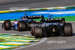 Esteban Ocon (FRA), Alpine F1 Team and Fernando Alonso (ESP), Alpine F1 Team  12.11.2022. Formula 1 World Championship, Rd 21, Brazilian Grand Prix, Sao Paulo, Brazil, Sprint Day.