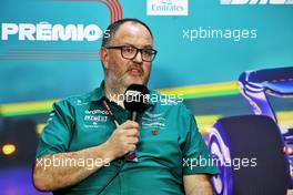 Tom McCullough (GBR) Aston Martin F1 Team Performance Director in the FIA Press Conference. 12.11.2022. Formula 1 World Championship, Rd 21, Brazilian Grand Prix, Sao Paulo, Brazil, Sprint Day.