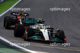 Lewis Hamilton (GBR), Mercedes AMG F1  and Max Verstappen (NLD), Red Bull Racing  12.11.2022. Formula 1 World Championship, Rd 21, Brazilian Grand Prix, Sao Paulo, Brazil, Sprint Day.
