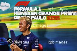 Alexander Albon (THA) Williams Racing in the FIA Press Conference. 10.11.2022. Formula 1 World Championship, Rd 21, Brazilian Grand Prix, Sao Paulo, Brazil, Preparation Day.