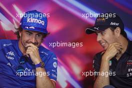 (L to R): Fernando Alonso (ESP) Alpine F1 Team and Sergio Perez (MEX) Red Bull Racing in the FIA Press Conference. 17.06.2022. Formula 1 World Championship, Rd 9, Canadian Grand Prix, Montreal, Canada, Practice Day.
