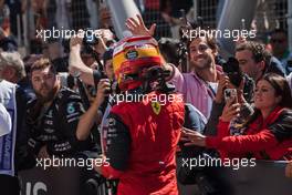 Carlos Sainz Jr (ESP) Ferrari celebrates his third position in parc ferme. 19.06.2022. Formula 1 World Championship, Rd 9, Canadian Grand Prix, Montreal, Canada, Race Day.