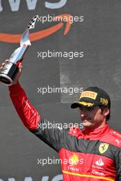 Carlos Sainz Jr (ESP) Ferrari celebrates his second position on the podium. 19.06.2022. Formula 1 World Championship, Rd 9, Canadian Grand Prix, Montreal, Canada, Race Day.