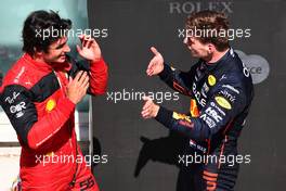 2nd place Carlos Sainz Jr (ESP) Ferrari F1-75 with Max Verstappen (NLD) Red Bull Racing RB18. 19.06.2022. Formula 1 World Championship, Rd 9, Canadian Grand Prix, Montreal, Canada, Race Day.