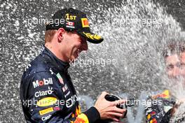 Race winner Max Verstappen (NLD) Red Bull Racing celebrates on the podium. 19.06.2022. Formula 1 World Championship, Rd 9, Canadian Grand Prix, Montreal, Canada, Race Day.