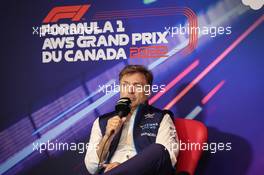 Jost Capito (GER) Williams Racing Chief Executive Officer in the FIA Press Conference. 18.06.2022. Formula 1 World Championship, Rd 9, Canadian Grand Prix, Montreal, Canada, Qualifying Day.